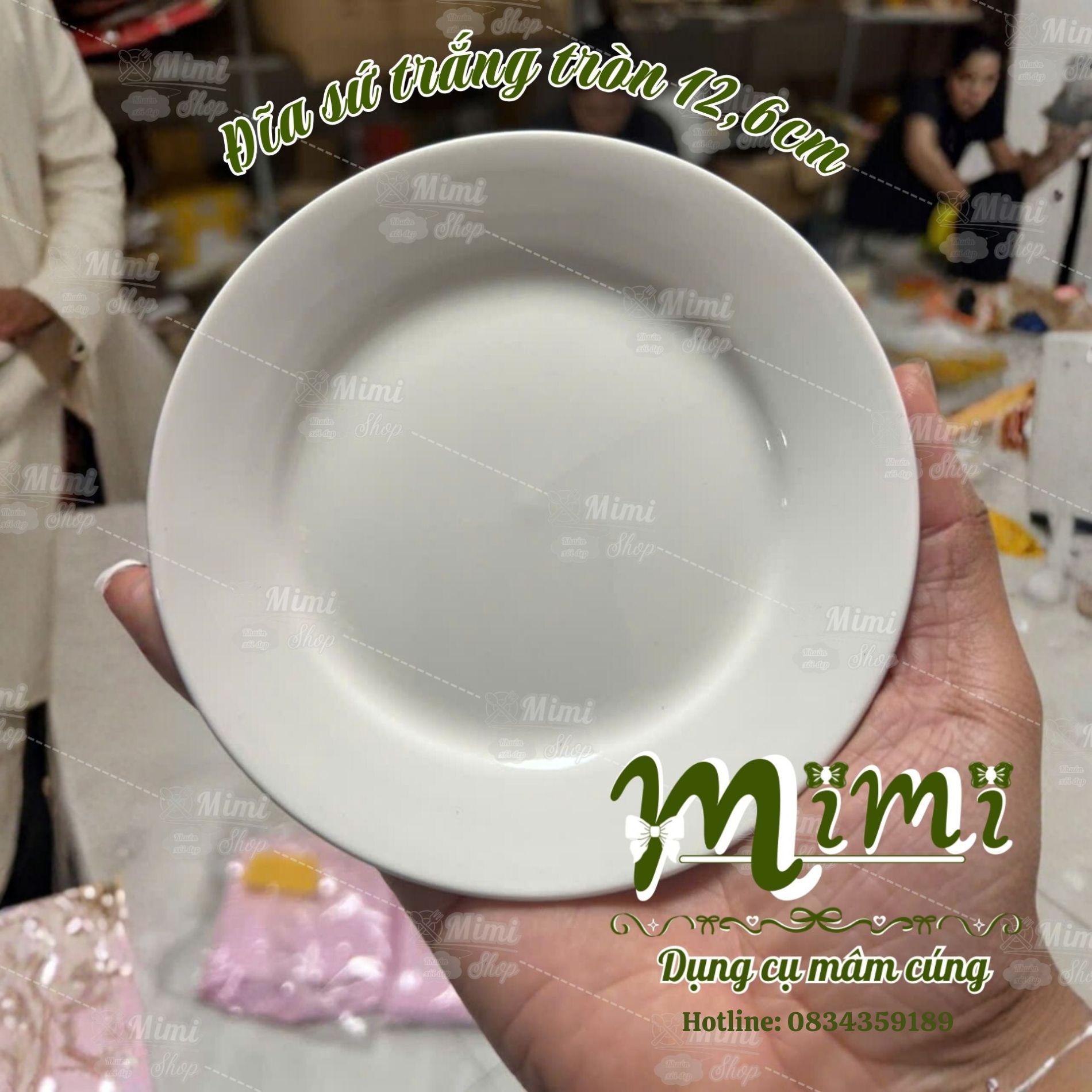 Đĩa sứ trắng trơn 12,6cm đựng xôi, thạch, bánh bao 